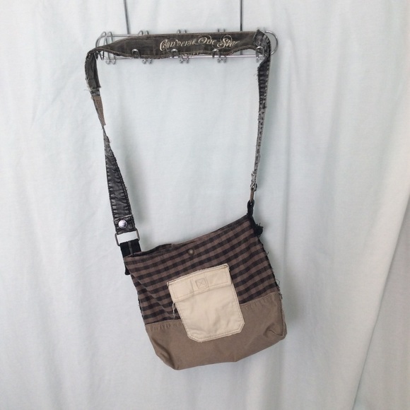 Recycled distressed jeans canvas messenger bag Gorpcore - Picture 1 of 8